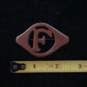 Framed monogram letter “F” brooch/pin